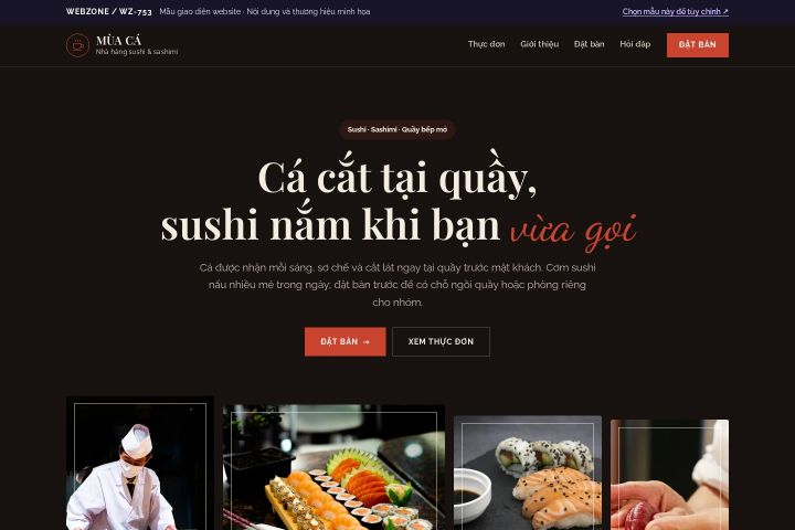 Mẫu giao diện nhà hàng sushi WZ-753