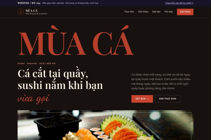 Mẫu giao diện nhà hàng sushi WZ-754
