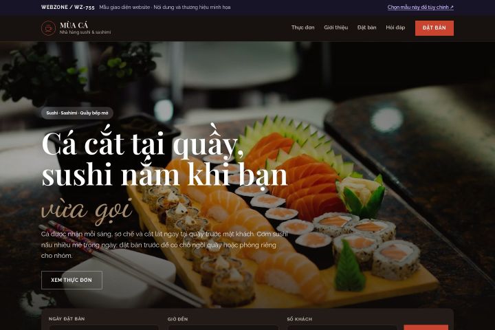 Mẫu giao diện nhà hàng sushi WZ-755