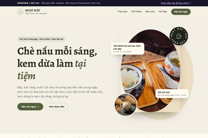 Mẫu giao diện tiệm chè & kem WZ-761