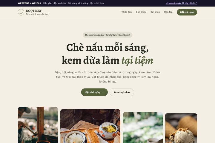 Mẫu giao diện tiệm chè & kem WZ-763