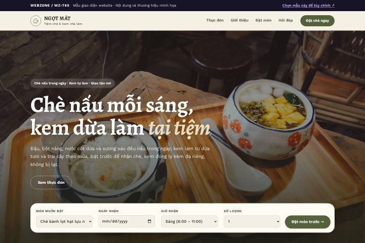 Mẫu giao diện tiệm chè & kem WZ-765