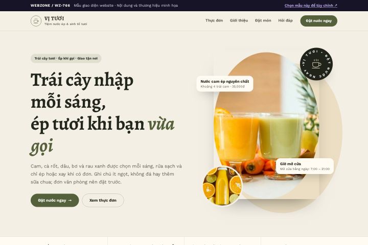 Mẫu giao diện nước ép & sinh tố WZ-766