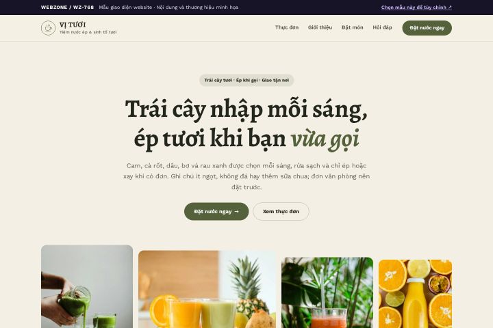 Mẫu giao diện nước ép & sinh tố WZ-768