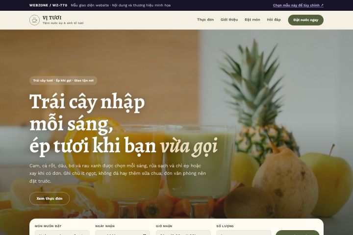 Mẫu giao diện nước ép & sinh tố WZ-770