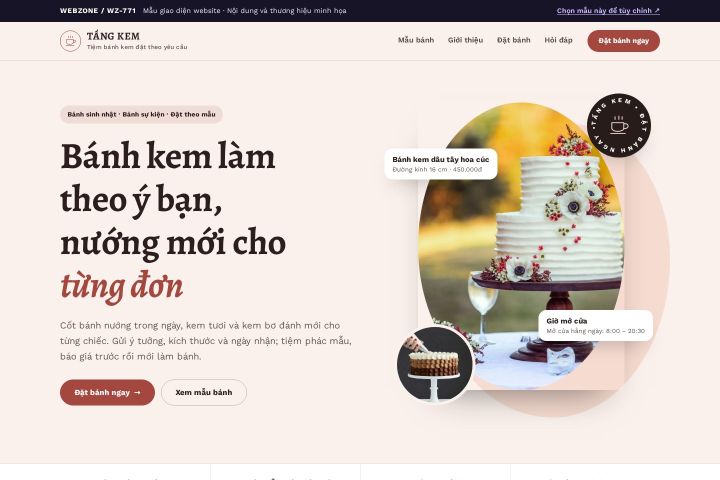 Mẫu giao diện tiệm bánh kem WZ-771