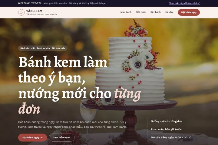 Mẫu giao diện tiệm bánh kem WZ-772