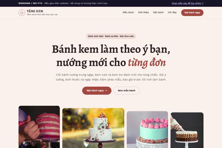 Mẫu giao diện tiệm bánh kem WZ-773
