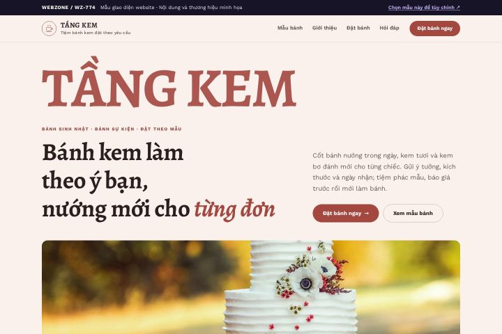 Mẫu giao diện tiệm bánh kem WZ-774