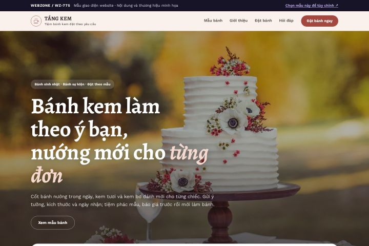 Mẫu giao diện tiệm bánh kem WZ-775