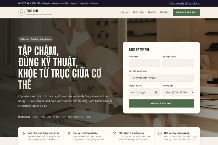 Mẫu giao diện studio pilates WZ-785