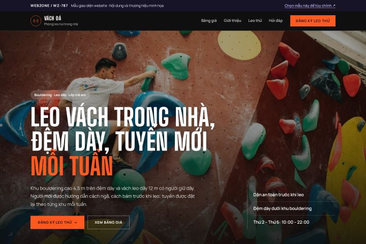 Mẫu giao diện phòng leo núi trong nhà WZ-787