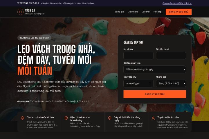 Mẫu giao diện phòng leo núi trong nhà WZ-790