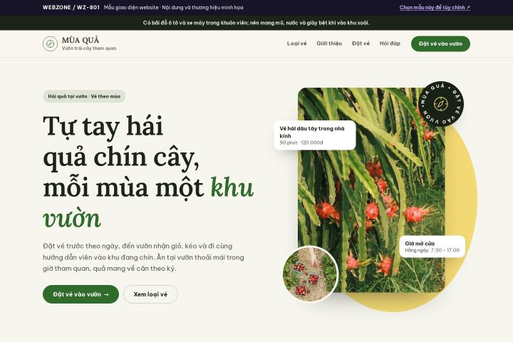 Mẫu giao diện vườn trái cây tham quan WZ-801