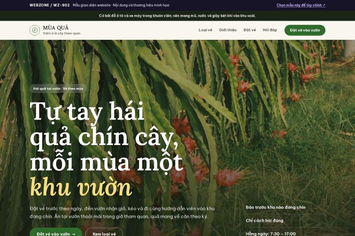 Mẫu giao diện vườn trái cây tham quan WZ-802