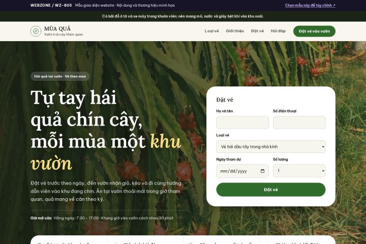 Mẫu giao diện vườn trái cây tham quan WZ-805
