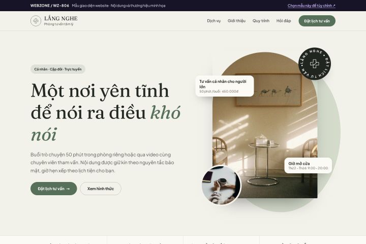 Mẫu giao diện phòng tư vấn tâm lý WZ-806