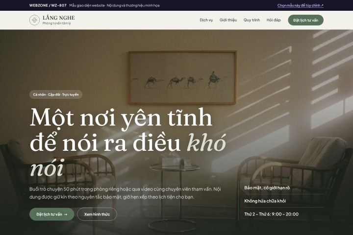 Mẫu giao diện phòng tư vấn tâm lý WZ-807