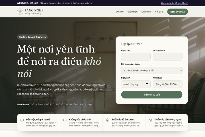 Mẫu giao diện phòng tư vấn tâm lý WZ-810