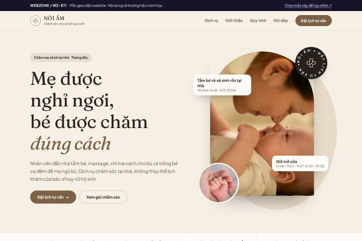 Mẫu giao diện chăm sóc mẹ và bé sau sinh WZ-811