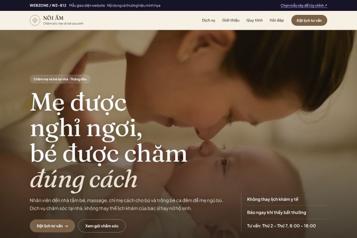Mẫu giao diện chăm sóc mẹ và bé sau sinh WZ-812