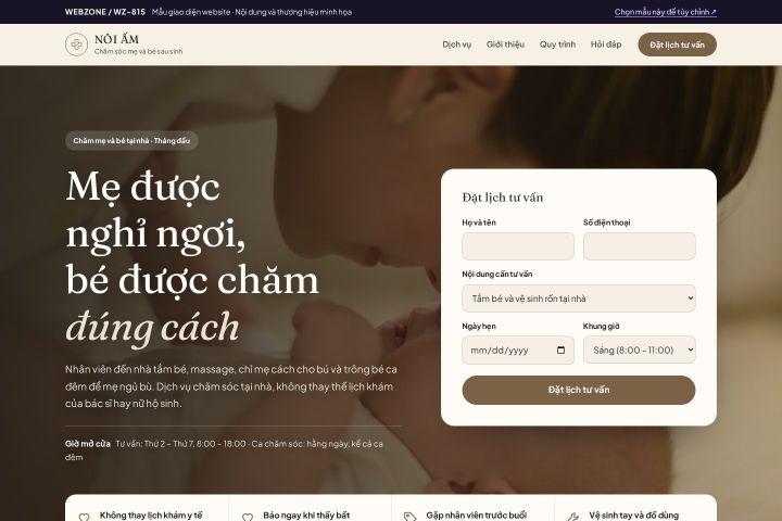 Mẫu giao diện chăm sóc mẹ và bé sau sinh WZ-815