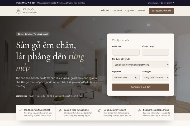 Mẫu giao diện sàn gỗ & ốp tường WZ-820