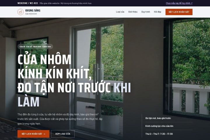 Mẫu giao diện cửa nhôm kính WZ-822