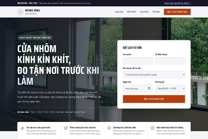 Mẫu giao diện cửa nhôm kính WZ-825