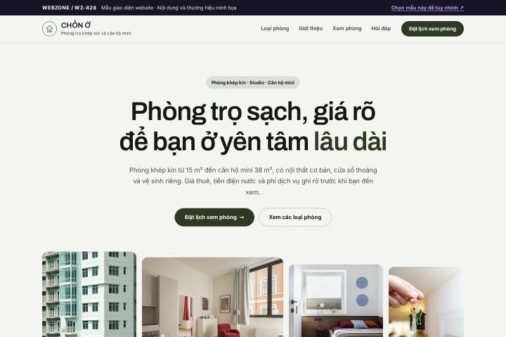 Mẫu giao diện phòng trọ & căn hộ mini WZ-828