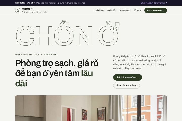 Mẫu giao diện phòng trọ & căn hộ mini WZ-829
