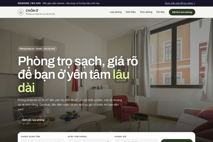 Mẫu giao diện phòng trọ & căn hộ mini WZ-830