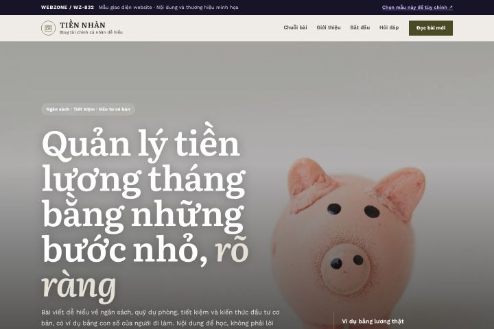 Mẫu giao diện blog tài chính cá nhân WZ-832
