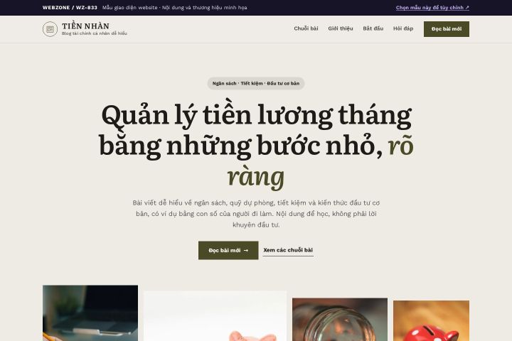 Mẫu giao diện blog tài chính cá nhân WZ-833