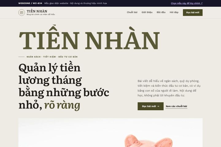 Mẫu giao diện blog tài chính cá nhân WZ-834
