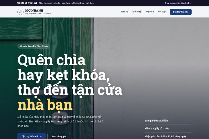 Mẫu giao diện thợ khóa WZ-842