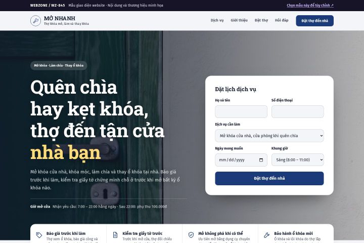 Mẫu giao diện thợ khóa WZ-845