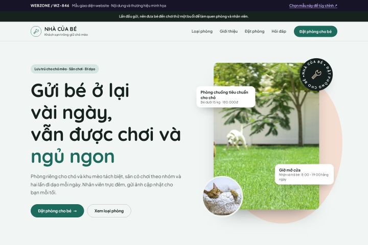 Mẫu giao diện khách sạn thú cưng WZ-846
