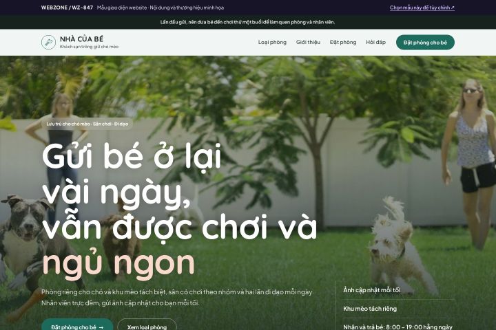 Mẫu giao diện khách sạn thú cưng WZ-847