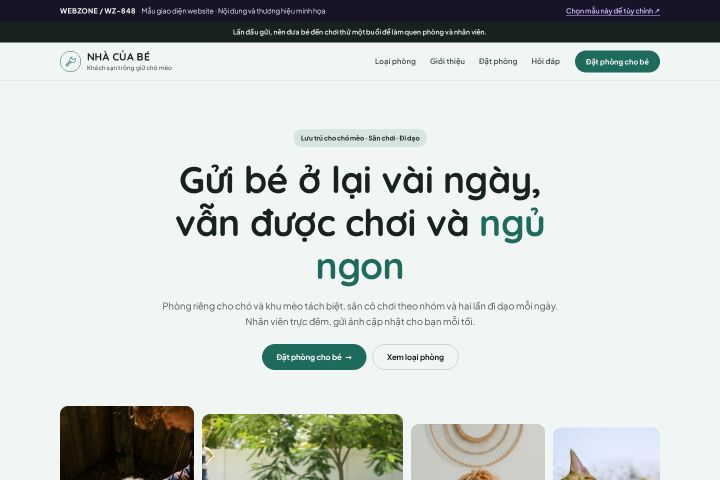 Mẫu giao diện khách sạn thú cưng WZ-848