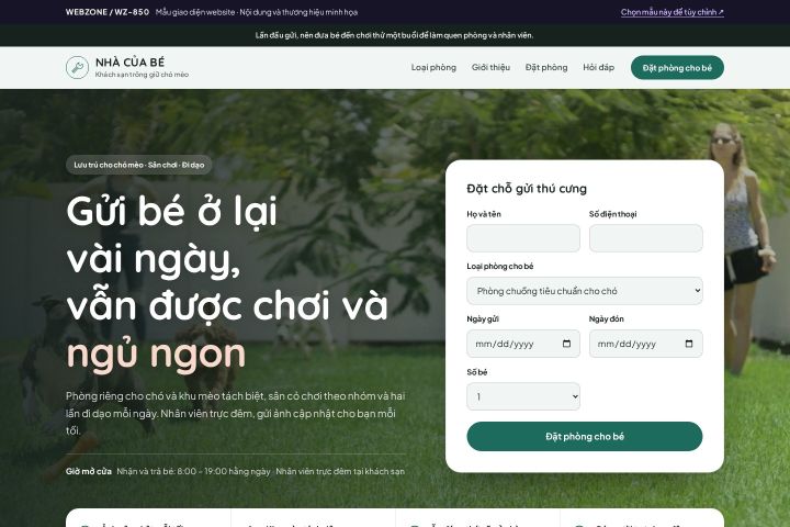 Mẫu giao diện khách sạn thú cưng WZ-850