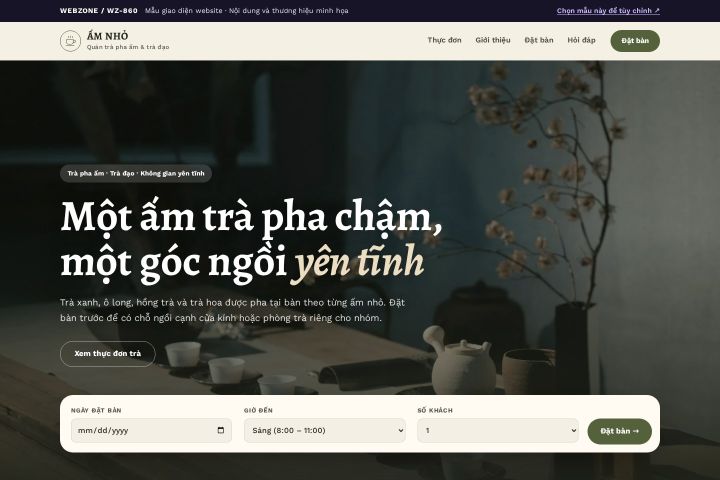 Mẫu giao diện quán trà & trà đạo WZ-860