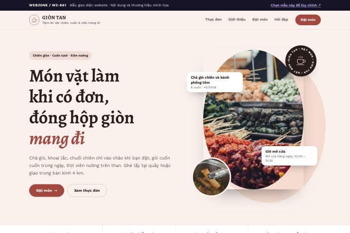 Mẫu giao diện tiệm đồ ăn vặt WZ-861