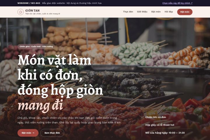 Mẫu giao diện tiệm đồ ăn vặt WZ-862