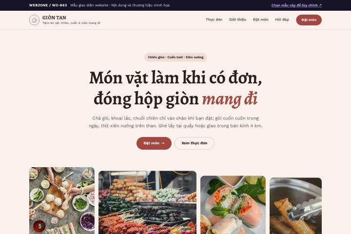 Mẫu giao diện tiệm đồ ăn vặt WZ-863