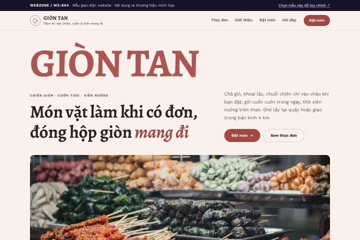 Mẫu giao diện tiệm đồ ăn vặt WZ-864