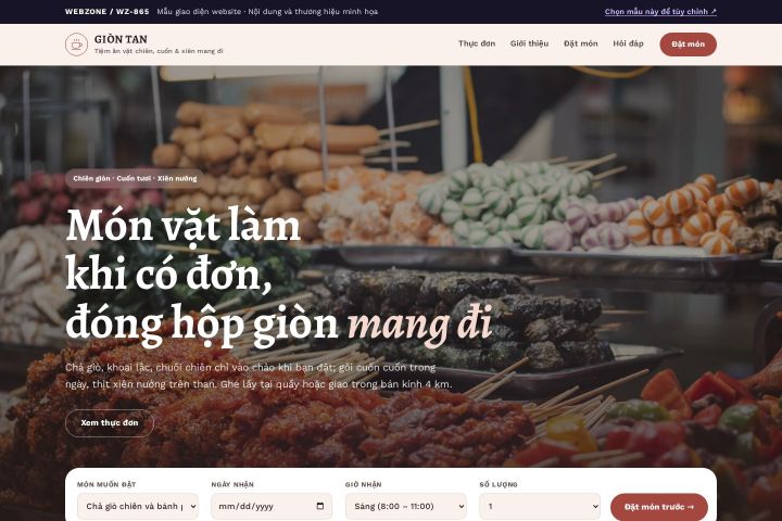 Mẫu giao diện tiệm đồ ăn vặt WZ-865