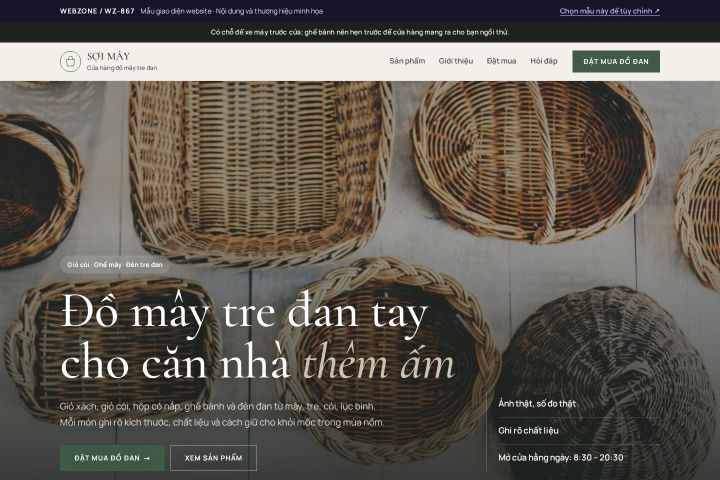 Mẫu giao diện đồ mây tre đan WZ-867