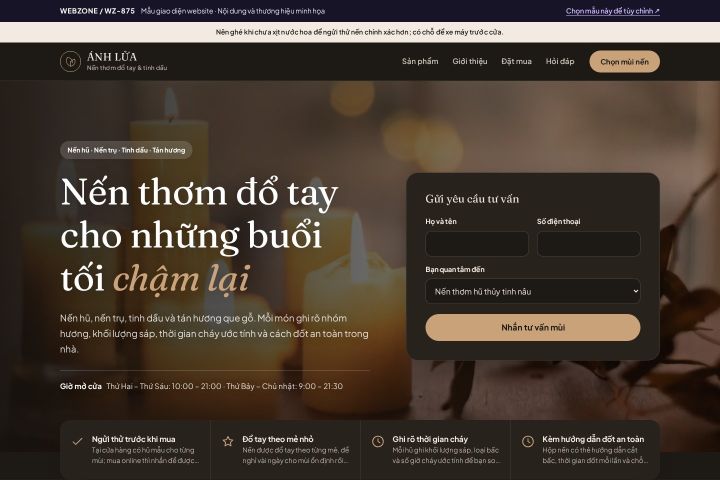 Mẫu giao diện nến thơm & tinh dầu WZ-875