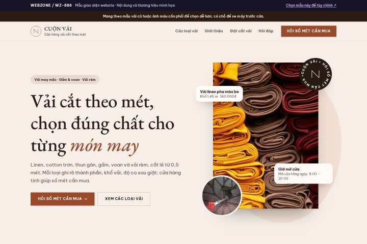 Mẫu giao diện cửa hàng vải WZ-886